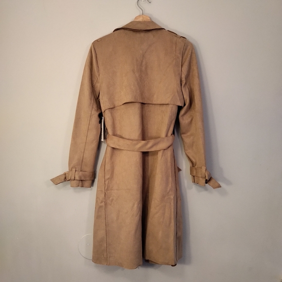 LAST ONE! Faux Suede Trench Coat- Taupe - Picture 9 of 12